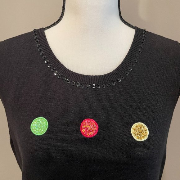 Berek 2 Womens Light Weight Sequin Embellished Sleeveless Pullover Sweater sz L - Picture 3 of 5